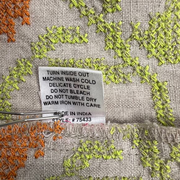 Uncle Frank Linen Cross Stitch Off Shoulder Tunic Peasant Dress Flax Size M - Picture 9 of 11